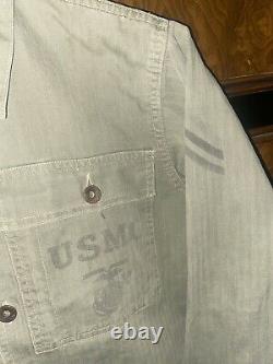 Vtg 40s WWII USMC US P44 HBT Herringbone Monkey Trousers Pants & Matching Shirt