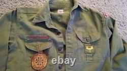 Vtg 60's Boy Scouts 3pc Shirts/Pants Uniform Scarf Indian Chief Slide Akron OH