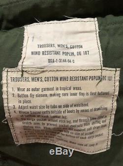 Vtg 60s 1964 US Army Vietnam War Slant Pocket Shirt Cargo Pants Mens Small Short