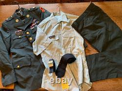 Vtg U. S. Army Dress Gr Jacket Uniform Coat Shirt Tie Belt Pant Patches Metals