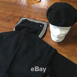 Vtg US Navy Coast Guard Uniform Wool Cracker Jack Shirt Pant 25x32 bell bottom