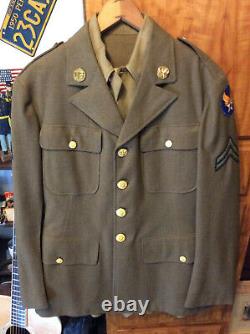 Vtg WWII 1940s USAAF Wool Jacket, Dress Pants, Shirt and Tie