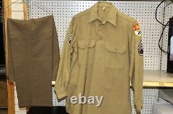 WW II 12th Armored Tank Division Army Staff Sargent Uniform Shirt And Pants 1945