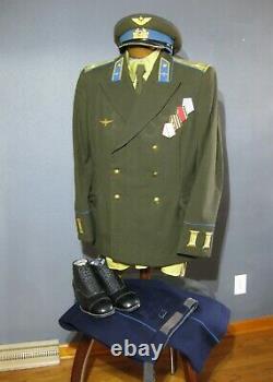 WW2 Air Force Set of Russian Parade Uniform Tunic Cap Pants Shoes Belt Shirt Tie