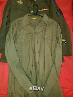 WW2 Army Amphibious Pacific Service Uniform Jacket Shirt Hat Cap, Pants, Belt
