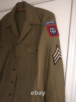 WW2 ORIG. AIRBORNE PARATROOPER NCO WOOL SHIRT & PANTS 504th PARA INF ID'd Lot