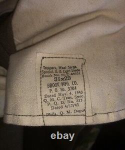 WW2 ORIG. AIRBORNE PARATROOPER NCO WOOL SHIRT & PANTS 504th PARA INF ID'd Lot