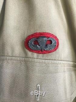 WW2 US 82nd Airborne Khaki Shirt, Pants, And Side Cap C636