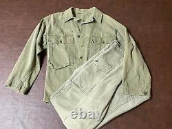 WW2 US Army 13 Stars Buttons HBT Type 2 Combat Shirt and Cargo pants