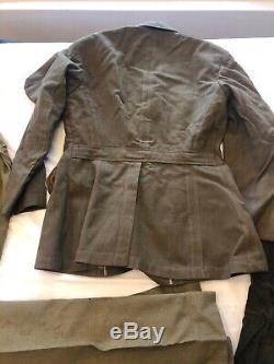 WW2 US Army Military Uniform Wool Set Pants Skirt Jacket Shirt Tie Hats size S