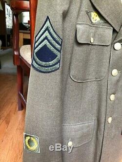 WW2 US Army Wool Dress Uniform Set Jacket Pants Shirt Cap Suspenders W Pac MUC