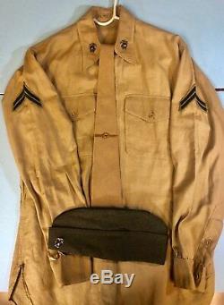 WW2, USMC, 4th Division Uniform, Greens with Pants, Shirt, Garrison Cap, & Tie