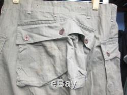 WW2 USMC HBT Harringbone Twill Fatigue Shirt AND ONE POCKET MONKEY PANTS SET