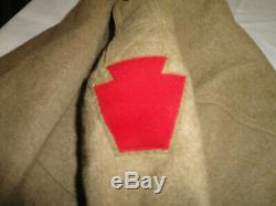 WWI US ARMY 28th INF. DIV. UNIFORM, COAT, JACKET, PANTS, SHIRT, OS HAT, + MORE