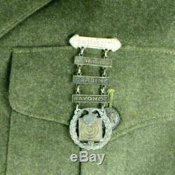 WWII 1945 USMC Dress Wool Uniform Jacket Pants Hat Shirt Sterling Rifleman Badge