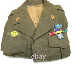 WWII Army Field Uniform-Cap, Ike Jacket, Khaki shirt, Olive pants withinsignia