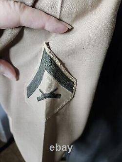 WWII Class A Uniform USMC Pants, Brown Long Sleeved Shirt, Dress Jacket and Hat