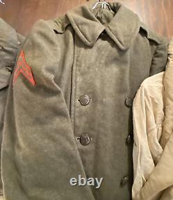WWII Post War Military Surplus Uniform Lot Tunics Pants Trousers Shirts Coats