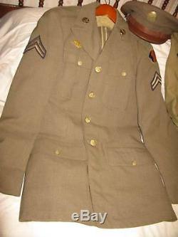 WWII US Army Dress Wool Uniform Jacket Cap Shirt Pants Belt Superb Condition