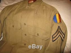 WWII US Army Dress Wool Uniform Jacket Cap Shirt Pants Belt Superb Condition
