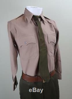 WWII US Army officer pinks greens uniform shirt & tie with pants trousers USAF Vet