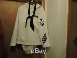 White Navy Uniform-Pants/Shirt/Scarf with Patches and Ribbons-Vietnam Vet