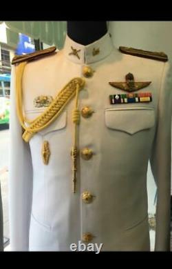 White UNIFORM Soldier shirt, suit, pants, Pins, Ranks, Wing Thai army Military