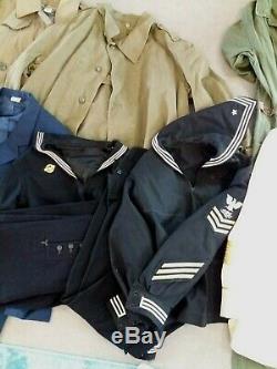Wholesale Lot 17 Vintage Military Uniform Jacket Shirt Pants Trench Tunic 60s-90