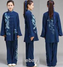 Women and Men Tai Chi Suit Kung Fu Uniform Long Sleeve 2PCS Suit Shirt&Pants