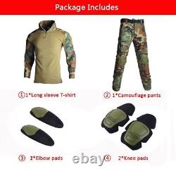 Work Uniform Tactical Combat Camouflage Shirts Cargo Knee Pads Pants Army Suits