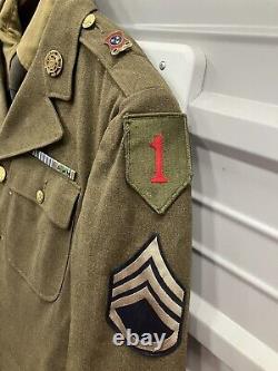 World War II U S Army uniform 1st Infantry Coat Pants Shirt and Tie 1940s