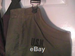 Wwii U. S. Navy Cold Weather Pants Hooded Pullover Shirt And Cap All Excellent